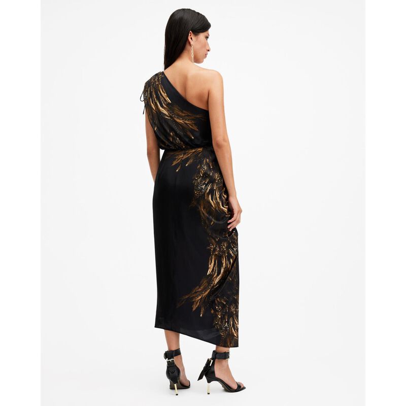 AllSaints Laura Silk Blend One Shoulder Maxi Dress image number 1